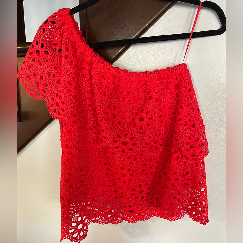 Jack by BB Dakota one shoulder lace top size xs red ADORABLE!
